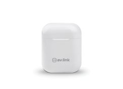 AV:link Ear Shots, bezdrátová Bluetooth sluchátka s nabíjecí stanicí, bílá