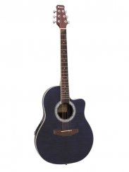 Dimavery RB-300, kytara elektroakustická typu Ovation, modrá