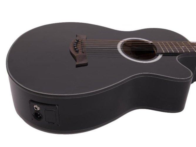 Dimavery AW-400, kytara elektroakustická typu Folk, černá