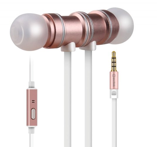 AV:link sluchátka In-Ear Magnetic, hands free, růžová metalíza