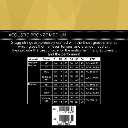 Stagg AC-1356-BR, sada strun pro akustickou kytaru, medium