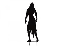 Kovová silueta zombie ženy, černá, 135 cm