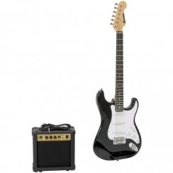 Dimavery EGS-1, elektrická kytara s kombem a příslušenstvím, černá