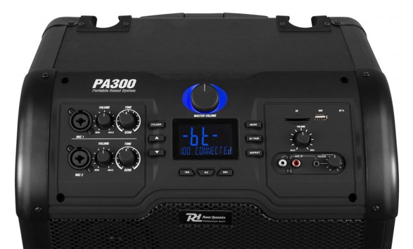 Power Dynamics PA300, mobilní 2x8" zvukový systém, MP3/SD/USB/BT/2xUHF