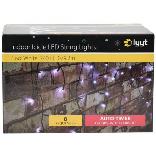 Lyyt 240ILT-CW, světelná LED záclona s časovačem, studená bílá