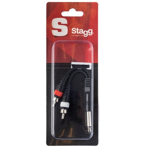 Stagg YC-0,1/1PM2CMH, redukce Jack 6,3 mm mono samec / 2x Cinch samec, 0,1 m