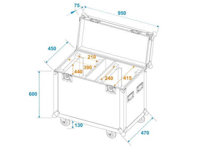 ROADINGER Flightcase pro 2x IP TMH-H760 s kolečky