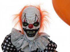 Halloween postava klauna s balónkem, pohyblivá, 166 cm
