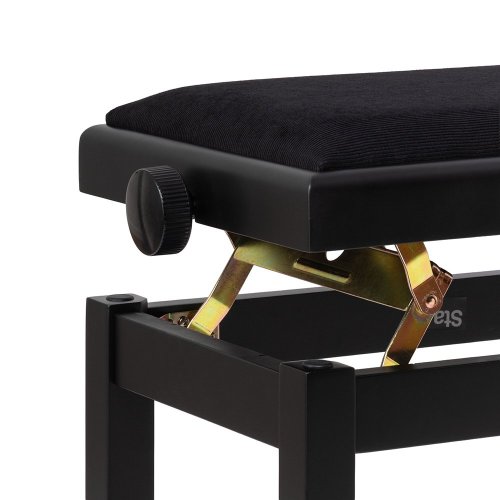 Stagg PB06G BKM VBK, stolička ke klavíru, černá matná, sametový sedák