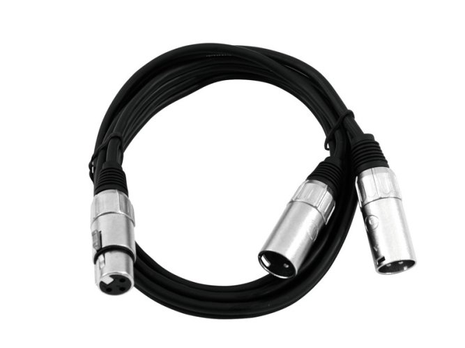Kabel adaptér XLR samice / 2x XLR samec, délka 0,50 m, černý