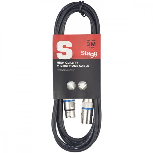 Stagg SMC3 BL, mikrofonní kabel XLR/XLR, 3m, modré kroužky