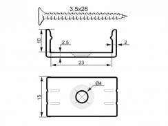 Montážní držák pro AL profil 20 mm pro LED pásky, plastový