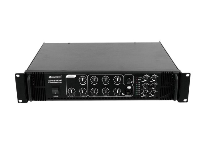 Omnitronic MPVZ-180.6, 100V 6-zónový mixážní zesilovač, 180W