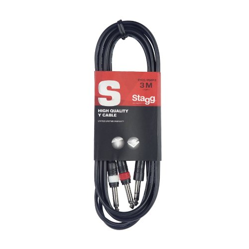 Stagg SYC3/PS2P E, kabel stereo JACK/2x JACK, 3m