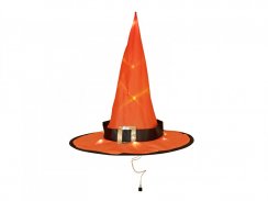 Čarodějnická čepice Halloween, sada 3 ks, osvětlená, 36 cm
