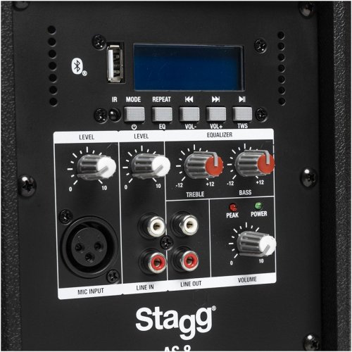 Stagg AS8, aktivní 8" reprobox MP3/BT/USB/TWS, 125W