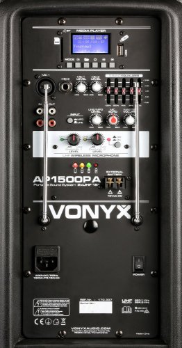 Vonyx AP1500PA, mobilní 15" zvukový systém MP3/BT/UHF - poškozeno (SK170337)