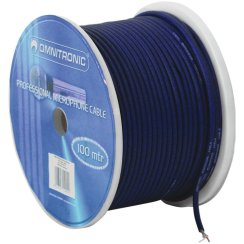 Omnitronic mikrofonní kabel, 2x0,22 mm, stíněný, modrý, 100 m cívka