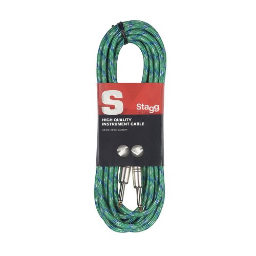 Stagg SGC3VT GR, nástrojový kabel Jack/Jack, 3 m, zelený