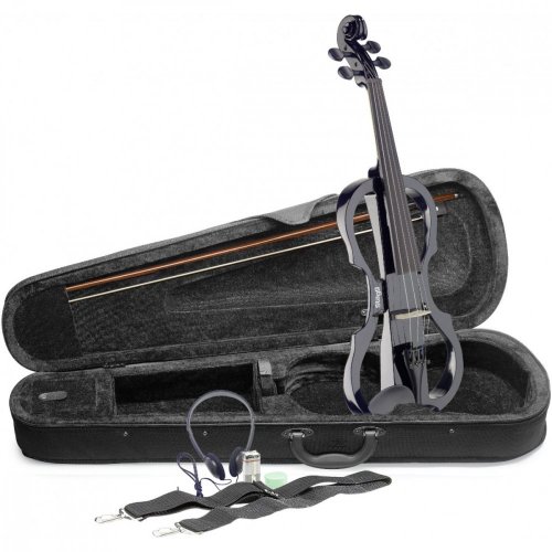 Stagg EVN X-4/4 BK, elektrické housle s pouzdrem a sluchátky, černé