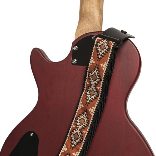 Stagg SWO-DIAM ORANGE, tkaný nylonový kytarový popruh, vzor diamant, oranžový