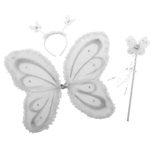 Kostýmový set motýla, bílá barva 
