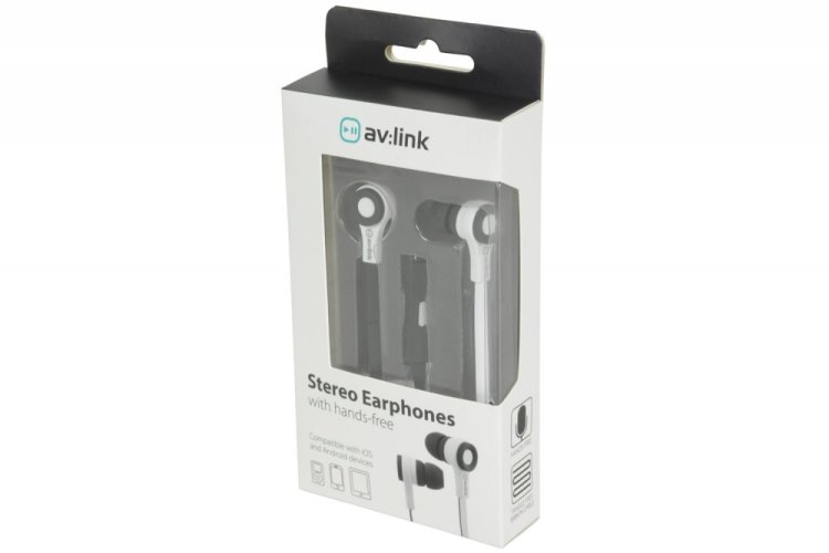 AV:link gumová sluchátka s handsfree, černo-bílá