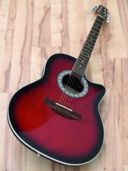 Dimavery RB-300, elektroakustická kytara typu Ovation, redburst žíhaná