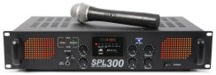 Skytec SPL-300, zesilovač s VHF mikrofonem, MP3, FM - rozbaleno (SK175560)