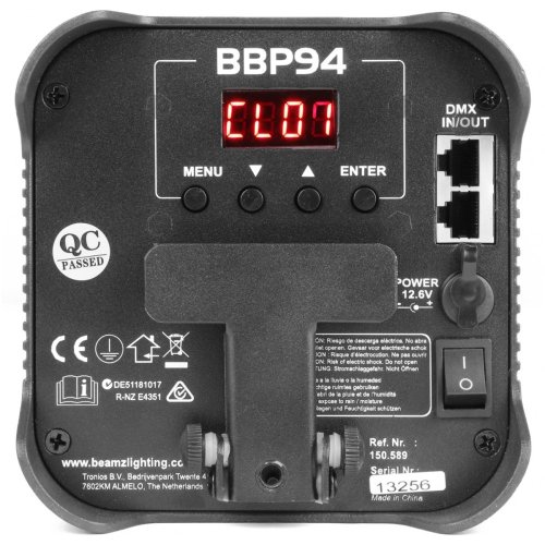 BeamZ BBP94, podlahový LED PAR 4x 10W RGBAW+UV, dobíjecí baterie - použito (SK150589)