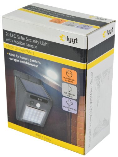 lyyt 20LED-SSL, LED solární venkovní zahradní nástěnné světlo s pohybovým senzorem