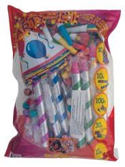 Párty set pro 10 osob, frkačky, serpentiny, píšťalky, kloboučky, vatové kuličky Párty set pro 10 osob, frkačky, serpentiny, píšťalky, kloboučky, vatové kuličky