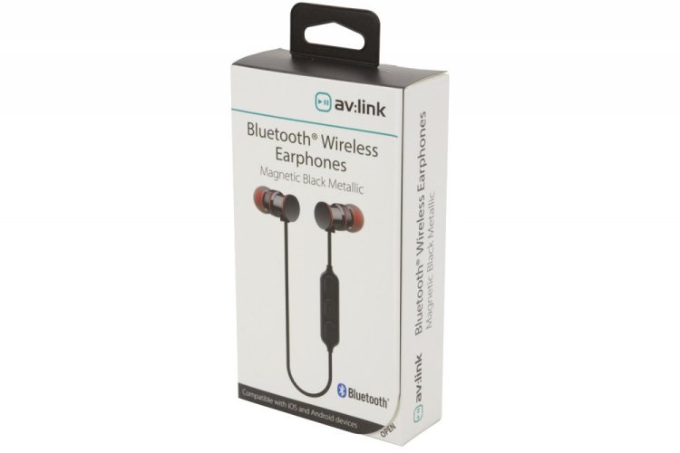 AV:link EMBT1-BLK magnetická Bluetooth sluchátka do uší, černá