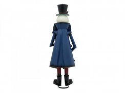 Figurína sněhuláka v kabátu, kovová, 150cm, modrá