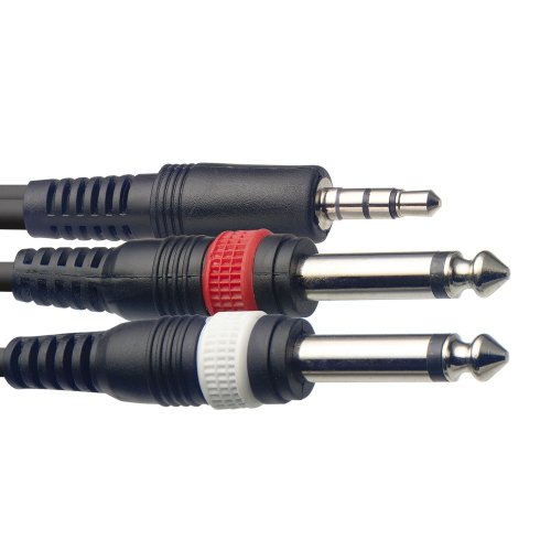 Stagg SYC3/MPS2P E, Y kabel mini stereo JACK/2x JACK, 3m