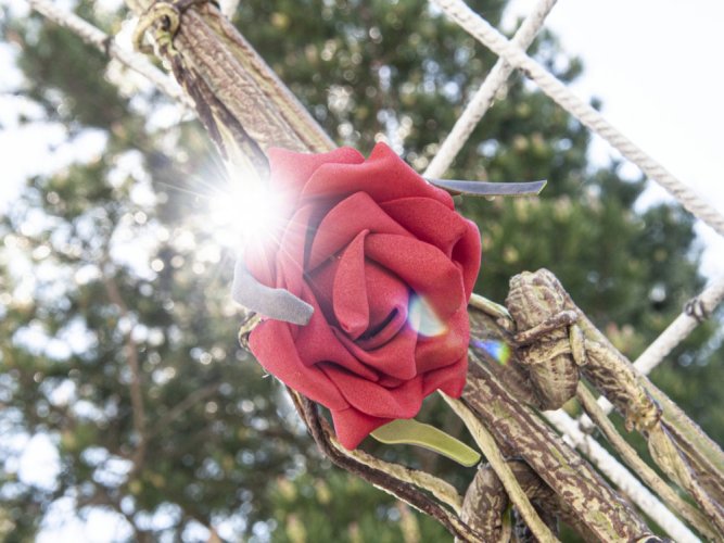 Girlanda z růží, červená, 145 cm