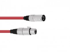 Kabel mikrofonní XLR-XLR 3pin, délka 1,5m, červený