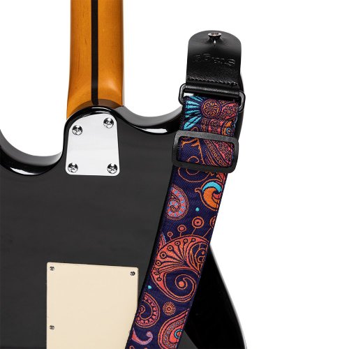 Stagg SWO-PSLY 2 ORA, kytarový popruh, vzor paisley, oranžový/modrý