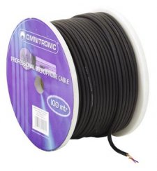 Omnitronic mikrofonní kabel 2x 0,22 mm stíněný, černý, cívka 100 m, cena/m