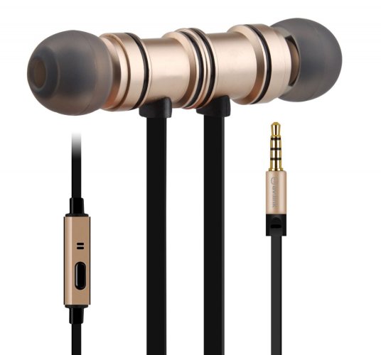 AV:link sluchátka In-Ear Magnetic, hands free, zlatá metalíza