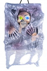 Halloween dekorace na stěnu kostra v pavučině, 43 cm