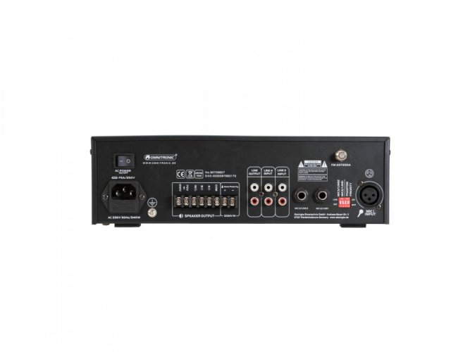 Omnitronic CPE-120P PA, 100V mixážní zesilovač, 120W, BT/MP3/FM