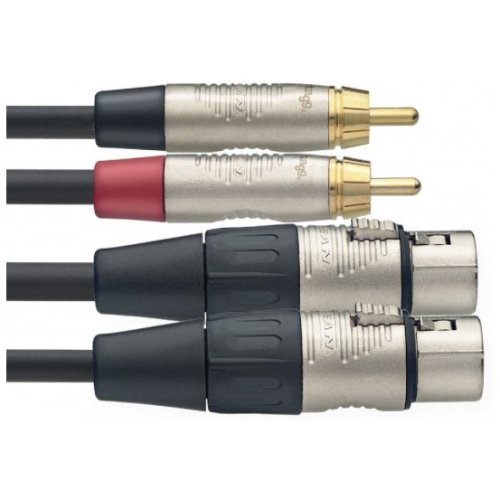 Stagg NTC3CMXFR, kabel 2x RCA samec - 2x XLR samice, 3m