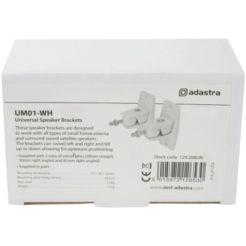 Adastra UM01, univerzální nástěnný držák reproduktorů, bílý