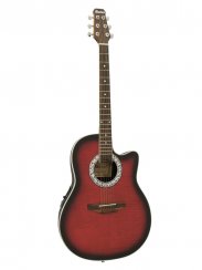 Dimavery RB-300, elektroakustická kytara typu Ovation, stínovaná červená