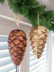 Šiška na zavěšení, se zlatým glittrem, 18 cm, 1 ks