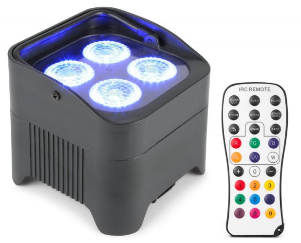 BeamZ Uplight PAR64 LED reflektor na baterie, 4x 10W RGBAW+UV