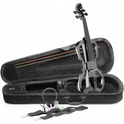 Stagg EVN X-4/4 MBK, elektrické housle s pouzdrem a sluchátky, černá metalíza