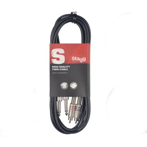 Stagg STC060PCM, kabel dvojitý, 2x JACK/2x RCA, 0,6m