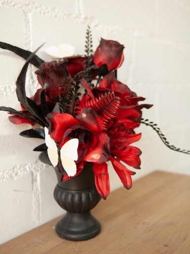 Halloween stolní květinová dekorace, růže, 28 cm